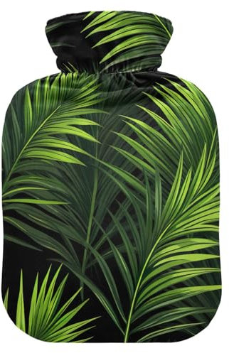 Grüne Wärmflaschen mit weichem Samtbezug, Wärmbeutel zur Schmerzlinderung, 1 Liter