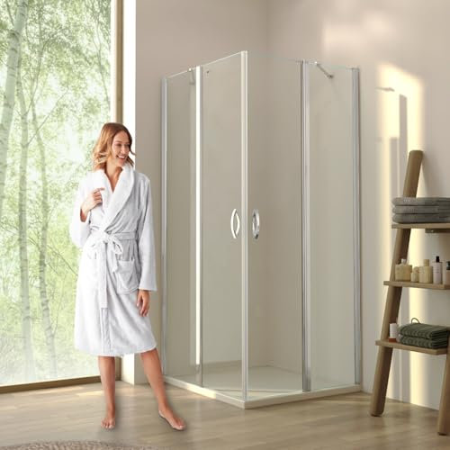Eckdusche 80x90x195cm mit Eckeinstieg für Duschtasse