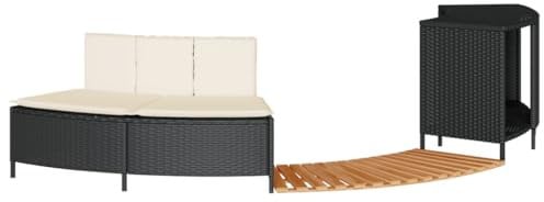 vidaXL Cadre de Bain à remous Noir résine tressée Bois Massif d'acacia, Enceinte de Bain à remous, Enceinte de Spa, Enceinte de Bain à remous extérieur