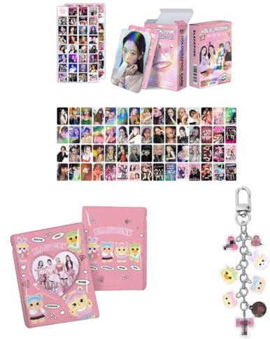 SCISSH K-pop Set 60pcs Photocards Postcards 64pcs Stickers, Album Binder Holder Book, Keyring Keychain (BP)