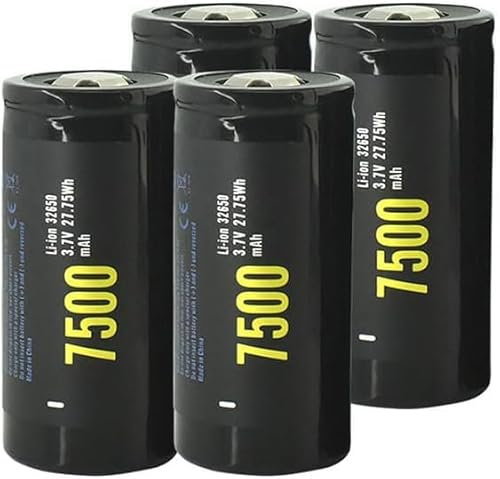 32650 3.7V 7500mAh Lithium-Ion Battery Large Capacity Rechargeable Battery Flat Head with Magnet Lithium Battery