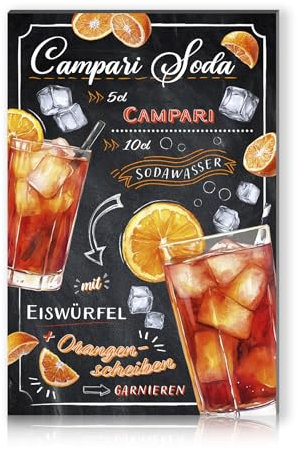 Cocktail Rezepte 20x30cm Alu Schild Deko Metallschild Dekoration für Bar Theke Pub Küche Cafe Geburtstag Geschenk Rezept RV003 (15 Campari Soda)