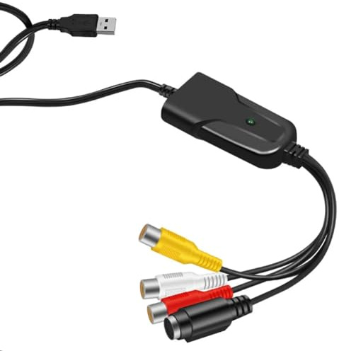 Gvvsjgdbis USB 2.0 Video Capture Card AV Digital to USB Converter Portable Adapter Video Cable for DV/TV DVD Home Use Win 7 Easy Install