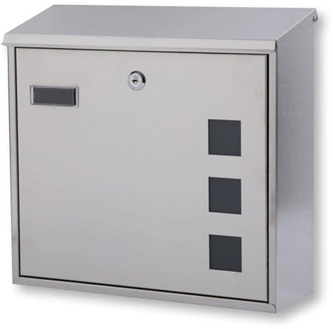WANGCEPLSD Edelstahl Briefkasten, Wandbriefkasten, Metall Briefkasten, Großes Fassungsvermögen, Hausbriefkasten, Home Office School, 35x33x10cm