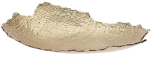 Murago - Deko Schale Gold-farbig ca.35x21cm - Dekoschale Dekoteller Ablage Metall für Schmuck Kerzen Schlüssel Kosmetik Wohnzimmer Badezimmer Tischdeko Schale Tablett Teller Groß