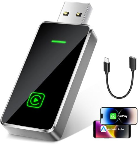 2 in 1 Wireless Carplay Adapter Für CarPlay/Android Auto, Konvertieren von kabelgebunden zu kabellos mit USB & USB-C/Type-C, Stabile Steuerung & keine Verzögerung, Intelligente Sprachsteuerung