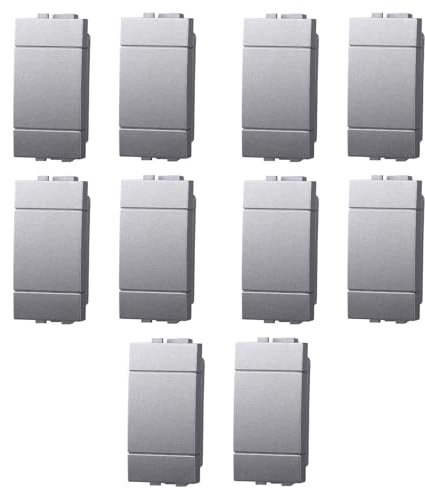 5x confezione 2pz (10pz) Tappo, falso polo, Modulo Grigio, Compatibile Con BTicino Living, frutti, interruttori, pulsanti, deviatori, dimmer, sensori, PIR, Per Placche originali e compatibili