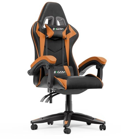 Ergonomic Gaming Chair with Adjustable Height, Reclining Feature, Headrest, and Lumbar Support for Adults (Basics, Orange)
