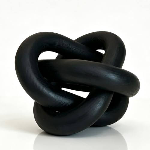 EMINGSKY 3-Link Wood Chain Link Coffee Table Decor, Black Wooden Knot Decor for Coffee Table Farmhouse Decortive for Home Boho Modern Shelf Decortion(Black)