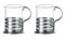Glass Tea and Coffee Mugs with Stainless Steel Handle and Holder, 220ml, Set of 2