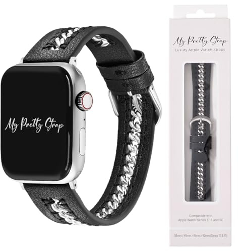 My Pretty Strap - Compatible Apple Watch Band Strap, Genuine Leatger Luxury iWatch Replacement Strap- Fits Most Wrists- Series 1-11, SE & Ultra (38MM/ 40MM/ 41MM/ 42MM/ 44MM/ 45MM/ 49MM)