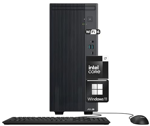 ASUS V500 Home & Business Desktop Computer Intel Core i7 (24MB Cache, up to 4.9GHz), 32GB RAM, 1TB PCIe SSD, DisplayPort, WiFi 6, HDMI, Keyboard and Mouse, Support 2 Monitors
