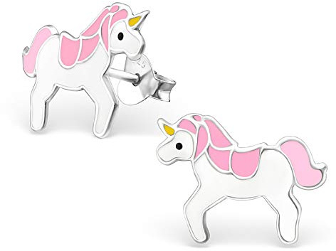 Monkimau Kinder Ohrringe Einhorn Ohrstecker aus 925 echt Silber
