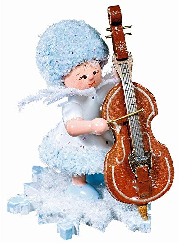 Drechslerei Kuhnert Schneeflöckchen mit Kontrabass - 5 cm