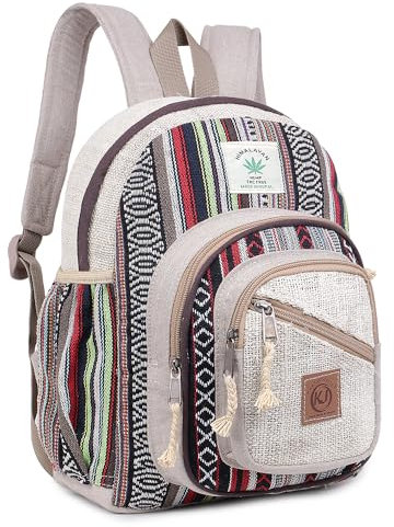 KayJayStyles Handgefertigter Naturhanf Nepal Rucksack börse für Damen & Mädchen Klein Leicht Daypack Gr. M, Daypack 1