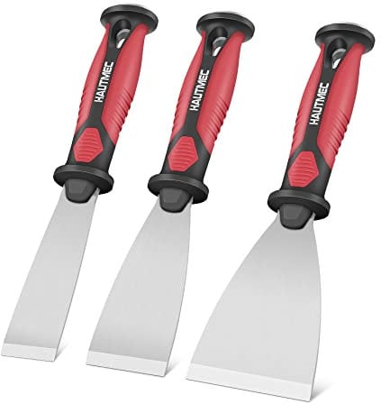 HAUTMEC Pro Chisel Knife Set 3 Pcs, Stainless Steel Balde, Nail-Set Hammerhead, Safe Guard Handle and Full Tang Design HT0062-PT