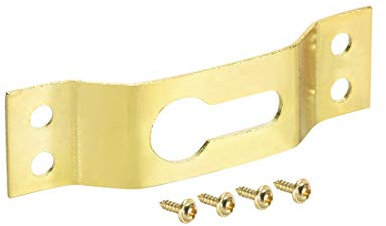 sourcing map Placa colgante de ojo de cerradura, Gancho de 64mm x 20mm para marcos con tornillos, 10 uds (Dorado)