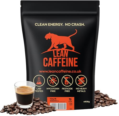 Lean Caffeine Bulletproof Coffee High Caffeine Strong Coffee BEANS 908g | Clean & Strong Coffee BEANS - Mycotoxin & Heavy Metal Free High Caffeine Coffee - Super Low Acid Coffee - Lean Caffeine 908g