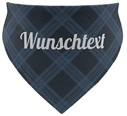 printplanet® - Hundehalstuch mit Name oder Text - Halstuch für Hunde - Layout Karomuster Blau - Größe M