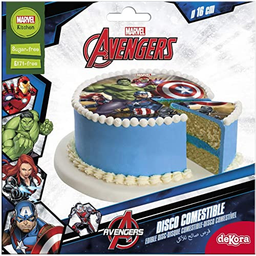 Dekora 231365 - Marvel Avengers Tortenaufleger aus zuckerfreiem Esspapier - 16 cm