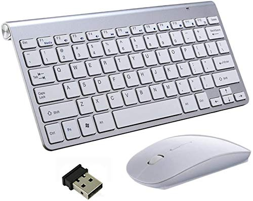 Tastiera e mouse senza fili, tastiera wireless portatile e mouse Combo 2,4 G full size silenzioso DPI regolabile per Windows, Mac OS, laptop Smart TV-UK layout