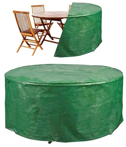 ADEPTNA Heavy Duty LARGE Round Patio Furniture Table Chairs Cover – Protects your Table and Chairs All Year Round from the Weather Dirt and Grime (225CM X 98CM)