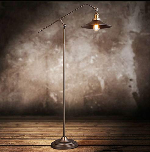HMAKGG Vintage Stehlampe Wohnzimmer, Retro Industrial Metal Stehleuchte mit E27 Fassung max. 40W Wohnzimmerlampe Antikes Kupfer Stehlampe mit Fußschalter Augenschutz Lampe für Schlafzimmer Büro