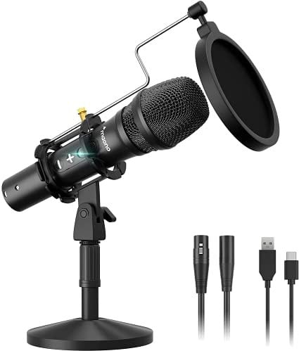 MAONO Micrófono dinámico de Mesa USB/XLR AU-HD300T