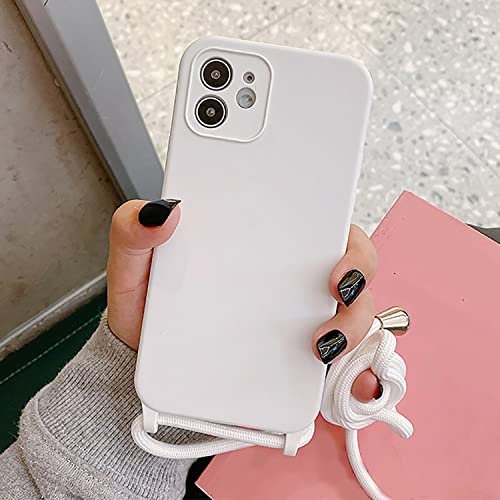 Emlivi Handykette Hülle iPhone 11, Necklace Handyhülle, Umhängeband Handykordel Schutzhülle, Weich Schultergurt Silikonhülle,TPU Cover mit Stylische Band, Kette Case für iPhone 11, Weiß