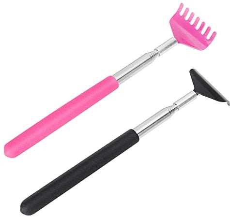 VOCIBO® Rückenkratzer Ausziehbar, 2 Stück Kratzhand Rückenkratzer, Back Scratcher, Kratzarm Rücken, Rückenkratzer Edelstahl zum Kratzen am Kopf und Rücken Körper Massage Werkzeug (Schwarz/Rosa)