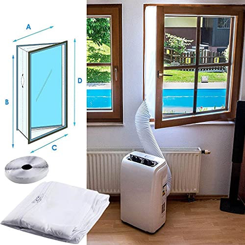 Fensterdichtung für tragbare Klimaanlage Auspuff, Universal-Fenster-Installationsset für Mobile Wechselstromeinheit, passend für Kipp- und Fensterflügelfenster 400 cm (A)