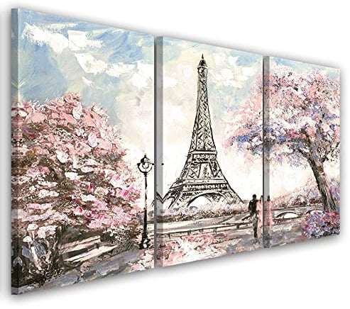 Feeby 3-teilig Vlies Leinwandbild 120x60 cm Frankfurt Horizont Fluss Deutschland Druckbild Wandbild Wanddekoration Deko Wand Aesthetic Stadt Lichtreflexionen Himmel Nacht Gelb