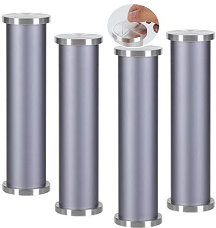 Lot de 4 pieds de table basse en verre réglables Pattes de Armoires aluminium Pas de poinçonnage Meubles Jambes Pieds de support Métal meuble de salle de bain meuble TV (40cm,gris)