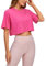 CRZ YOGA Femme Coton Pima Sports T-Shirt Col Rond Hauts Courts de Yoga Running Respirant et Confort À Manches Courtes Rose Sonique 40