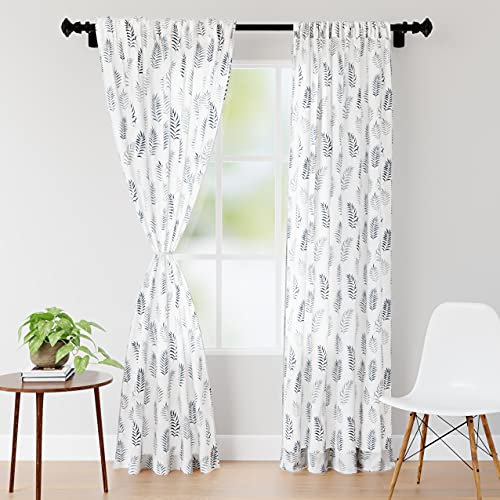 Encasa Homes Polyester halbtransparent Gedruckt Door Vorhänge mit Krawattenrücken 142x213 cm (7 ft), Palmenblätter - 2 Packung - Nicht schrumpfen & maschinenwaschbar