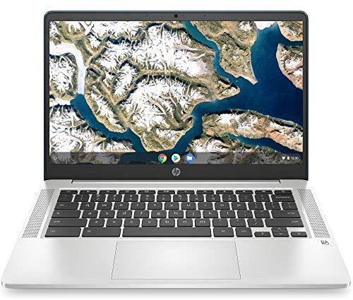 HP Chromebook 14a-na0025ns Laptop, 35,6 cm (14 Zoll), Full HD, Intel Celeron N4120, 8 GB RAM, 128 GB eMMC, Intel UHD Graphics 600, ChromeOS), Silber, spanische QWERTY-Tastatur