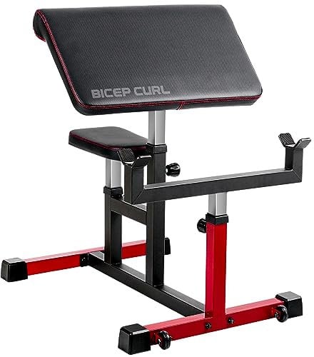 ER KANG Preacher Curlbank, Krafttraining, Bizepsbank für Zuhause, Fitnessstudio, verstellbare Hantelbank mit beweglichen Rädern, 66 x 38,1 cm Armpolster und Höhe wählbarer Sitz (2023 neue Version)