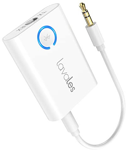 Lavales Adattatore Bluetooth 5.3 Aereo a 2 Cuffie Wireless, Ricevitore Trasmettitore Bluetooth in Volo con Jack da 3,5 mm per TV, Dual Link AptX Adaptive/Low Latency/HD Audio