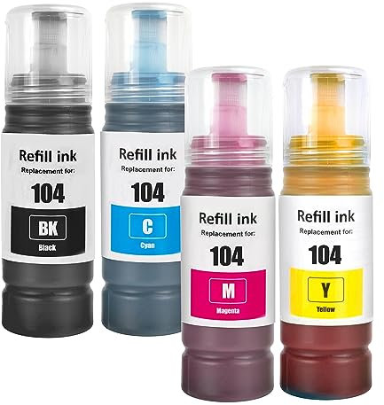 LAIPENG E104 Tinte Kompatibel T104 mit Druckerpatrone Multipack für ET-2810 ET-2820 ET-2720 ET-2826 ET-2710 ET-2714 ET-4700 Schwarz Cyan Magenta Gelb