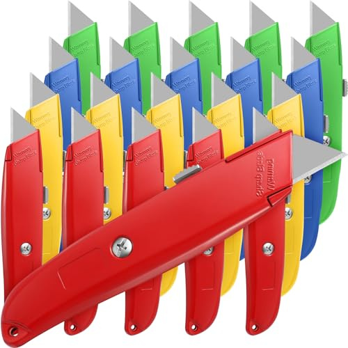 Reginary 20 Pcs Box Cutter Bulk Retractable Utility Knife, 4 Colors