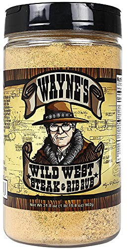 Wayne's Wild West Steak and Rib Rub 31.8 oz Bottle Gluten Free No MSG Sweet Smoky Beef Poultry Spice