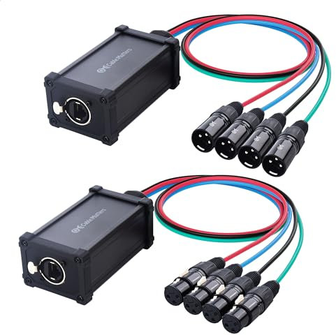 Cable Matters XLR Audio Over Ethernet Snake with 2 Boxes - 4X XLRMale Pigtail Box and 4X XLRFemale Pigtail Box, XLR Snake 4 Channel, Compatible with EtherCON Connector, Black