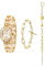 TIME100 Femmes Premium Gold Watch Cristal de Couleur et Collier Bracelet, Ensemble de Montre en Or à Double Usage Uhr Set Gold