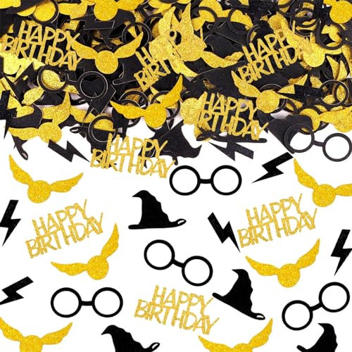 Glitter Magier Happy Birthday Konfetti Geburtstag Gold,100 Stück Wizard Streudeko Geburtstag,Tischdeko Geburtstag Deko,Confetti für Kindergeburtstag Deko,Happy Birthday Deko,Magic Theme Party Supplies