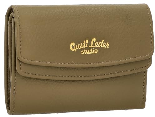 Gusti Geldbörse Leder - Asmund Damen Geldbörse Portemonnaie Brieftasche Geldbeutel Vintage Grün Leder