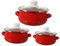 PRETYZOOM Set di 3 Mini Pentole per Zuppa Smaltate Pentola per Brodo Smaltata Rossa per Fornelli Pentola da Cucina Vintage con Fondo Piatto