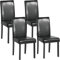 ZZINOKE Chaises de Salle à Manger Lot de 4,Chaise de Cuisine Rembourrée à Dossier Haut,Chaise de Salon en Simili Cuir,Pieds en Bois Massif,Restaurant,Salle de réunion, Bar, Noir