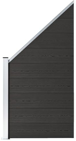 LAPOOH Panneau de clôture WPC 95x(105-180) cm Noir,Barriere Jardin Exterieur,Barriere Jardin,Portillon Grillage