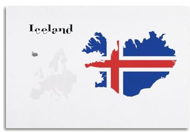 WALSFK Poster mit einfacher Karte, Europa, Island, dekorative Leinwand, Familie, Schlafzimmer, Kunstwerk, Bild, Gemälde, 40 x 60 cm