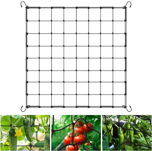 Scrog Netz 80x80,Hydroponic Nylon Pflanzennetzwerk Grow Netz with 4 Hooks, Elastisches Mesh Zelt Ranknetz,Passend für Garten, Hof, Gartenarbeit (80 * 80cm)